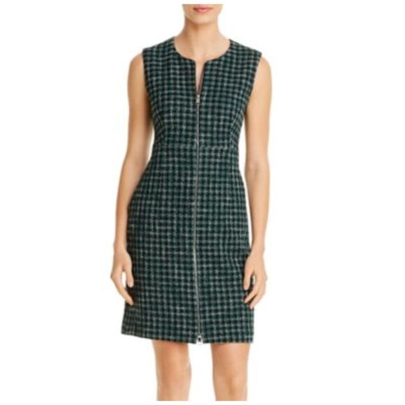 BOSS Dresses & Skirts - BOSS Womens Green Zippered Sleeveless Jewel Neck Wear To Work Sheath Dress 4